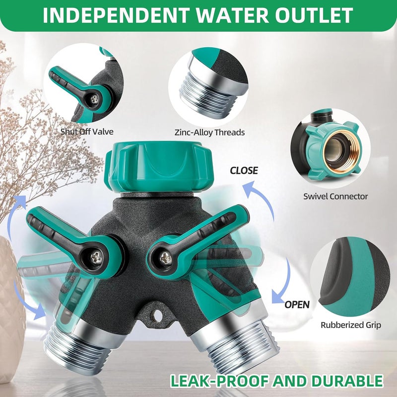 lucdnc Garden Hose Splitter 2 Way 3/4 Inch Faucet Y Connector With Shut Off Valve,Garden Supplies Water Hose Splitter Adapter For Indoor Outdoor Faucets - Image 3